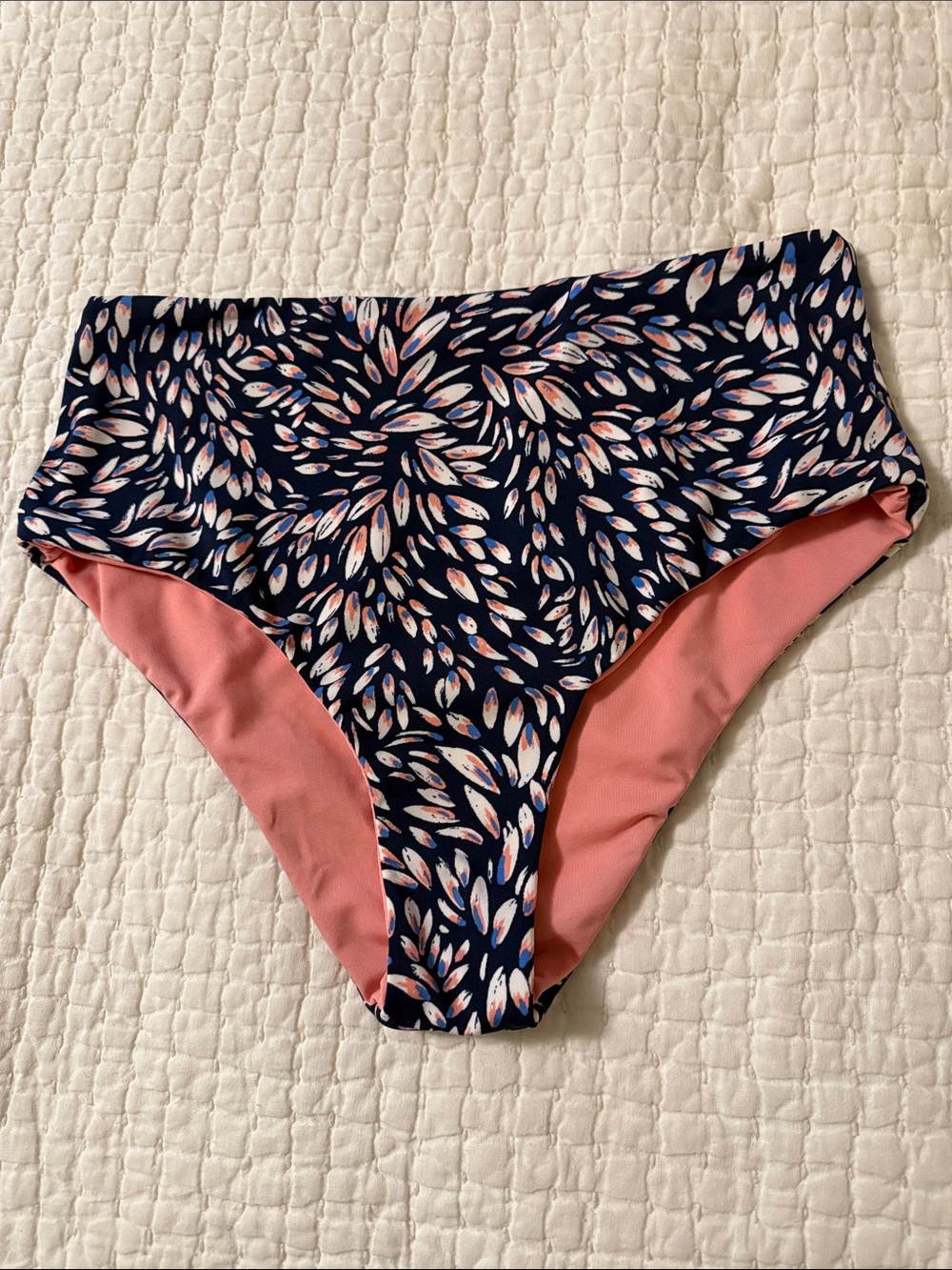 Carve Designs Reversible High-Waist Bikini Bottoms in Navy and Peach